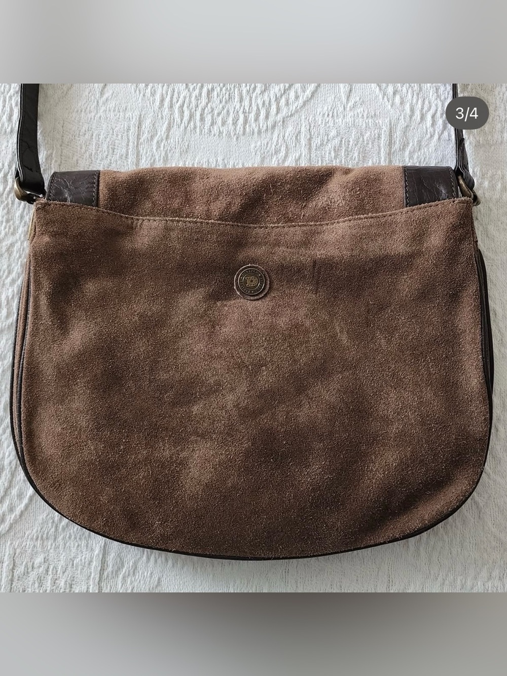 Durango Brown Suede & Dark Brown Leather Crossbody Bag - Picture 3 of 4
